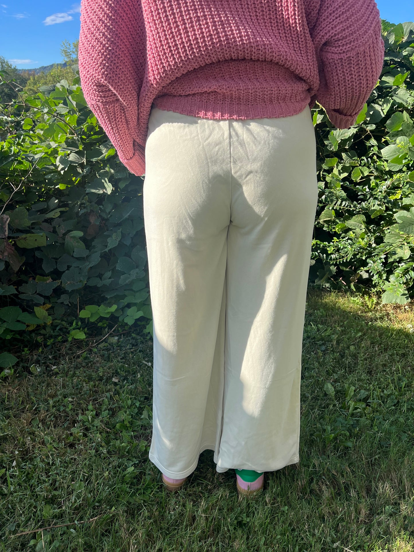 Wide Leg Drawstring Lounge Pants - Khaki