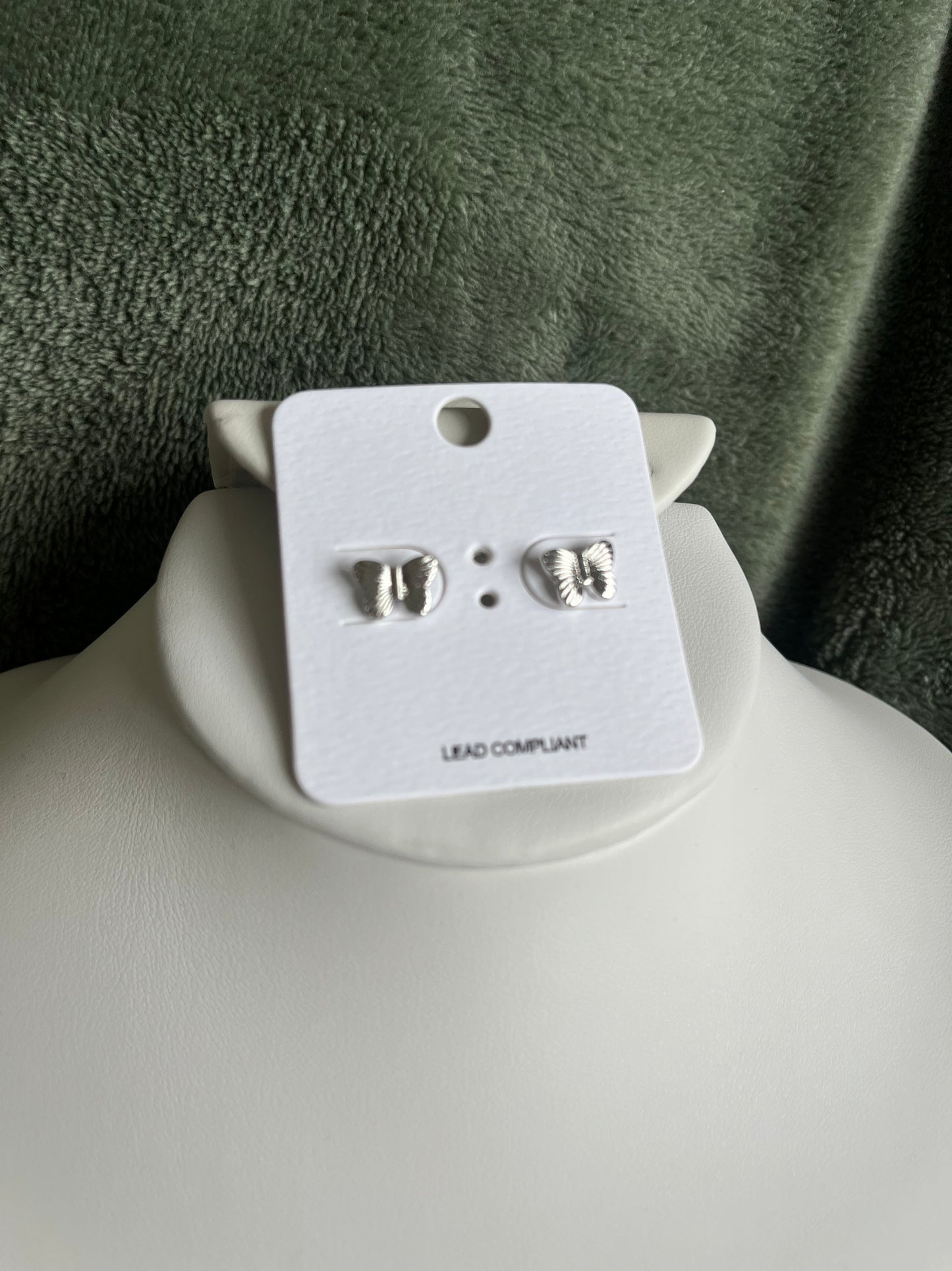 Textured Butterfly Studs - Silver