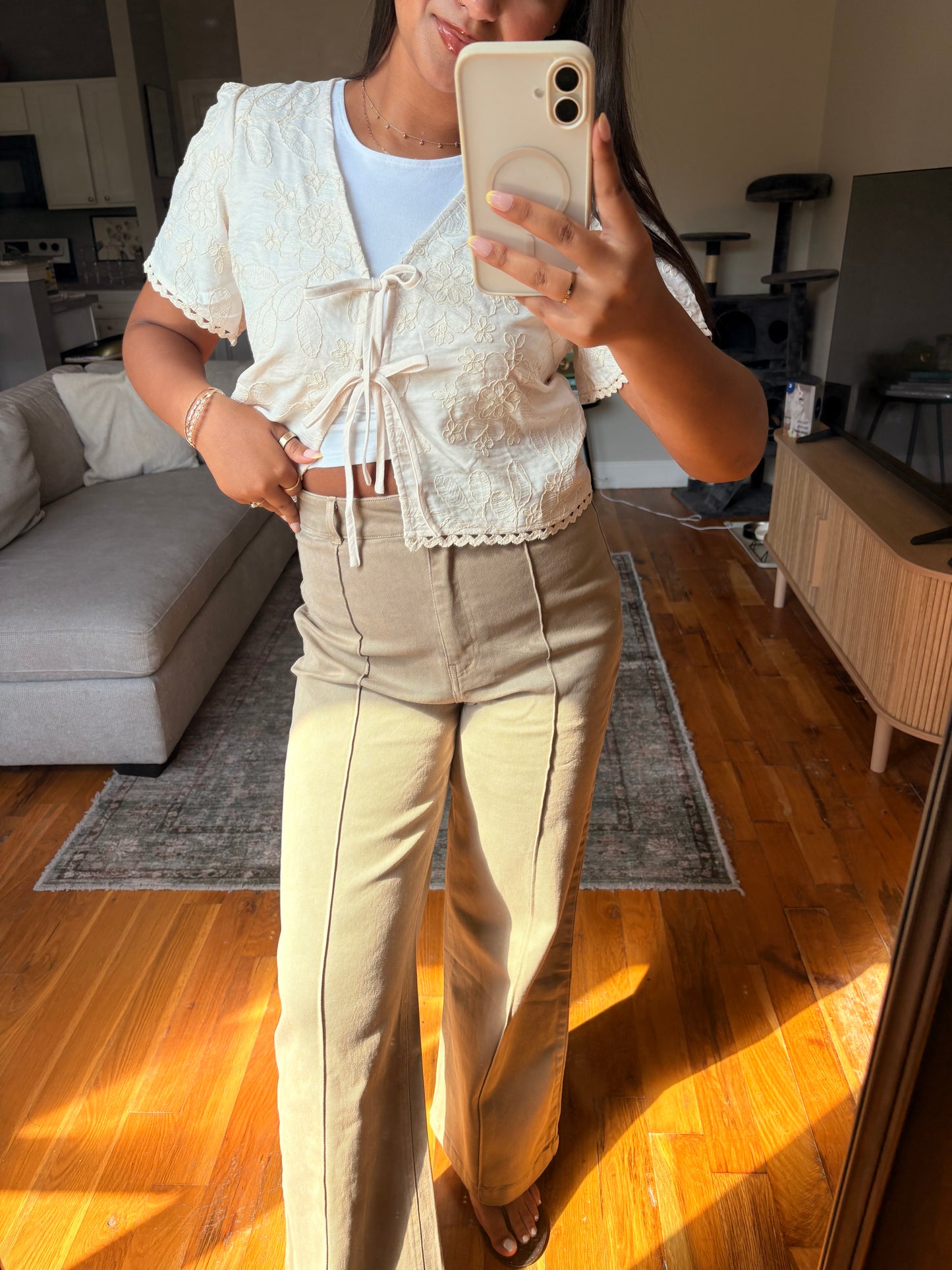 front seam wide leg denim