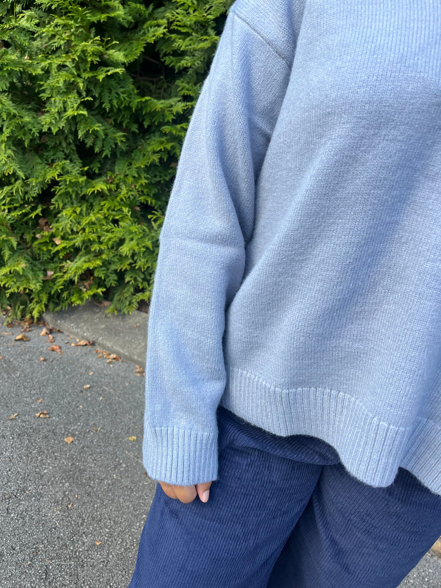 V-Neck Collared Sweater - Light Blue