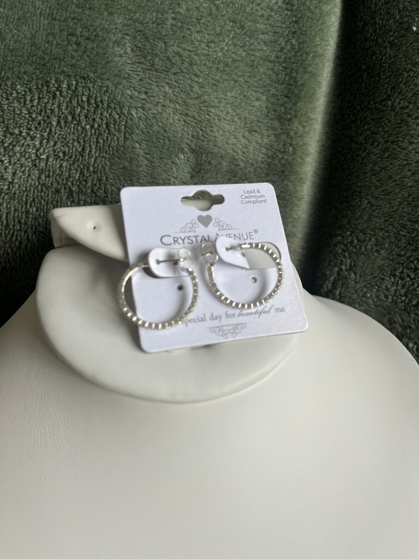Crystal Memory Wire Hoops - Silver 20 MM