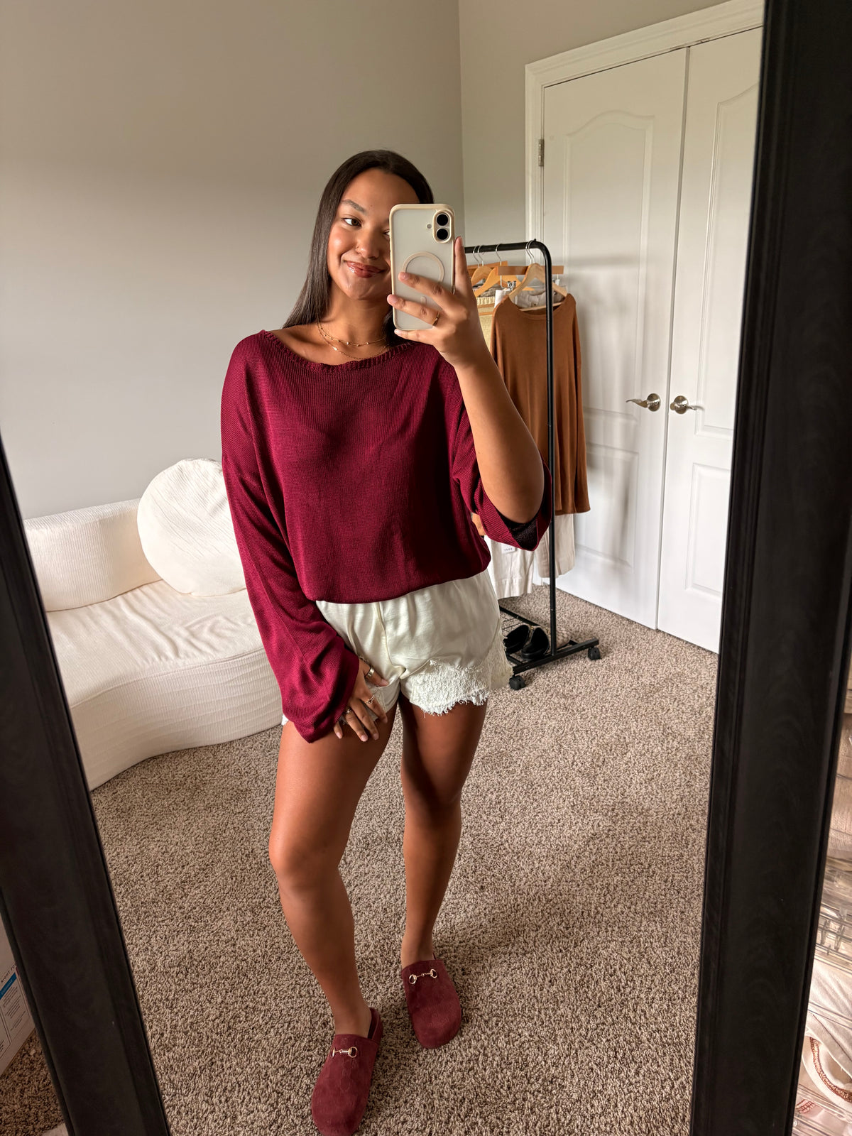 lightweight boat neck sweater (burgundy)