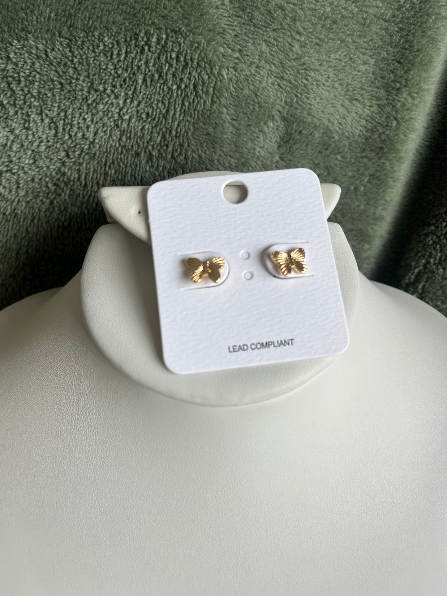 Textured Butterfly Studs - Gold