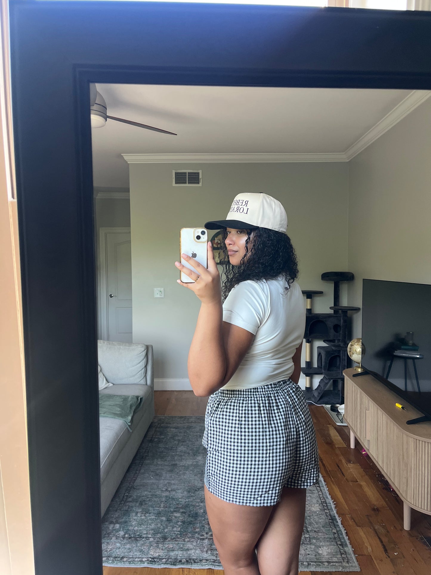 gingham boxer shorts — black