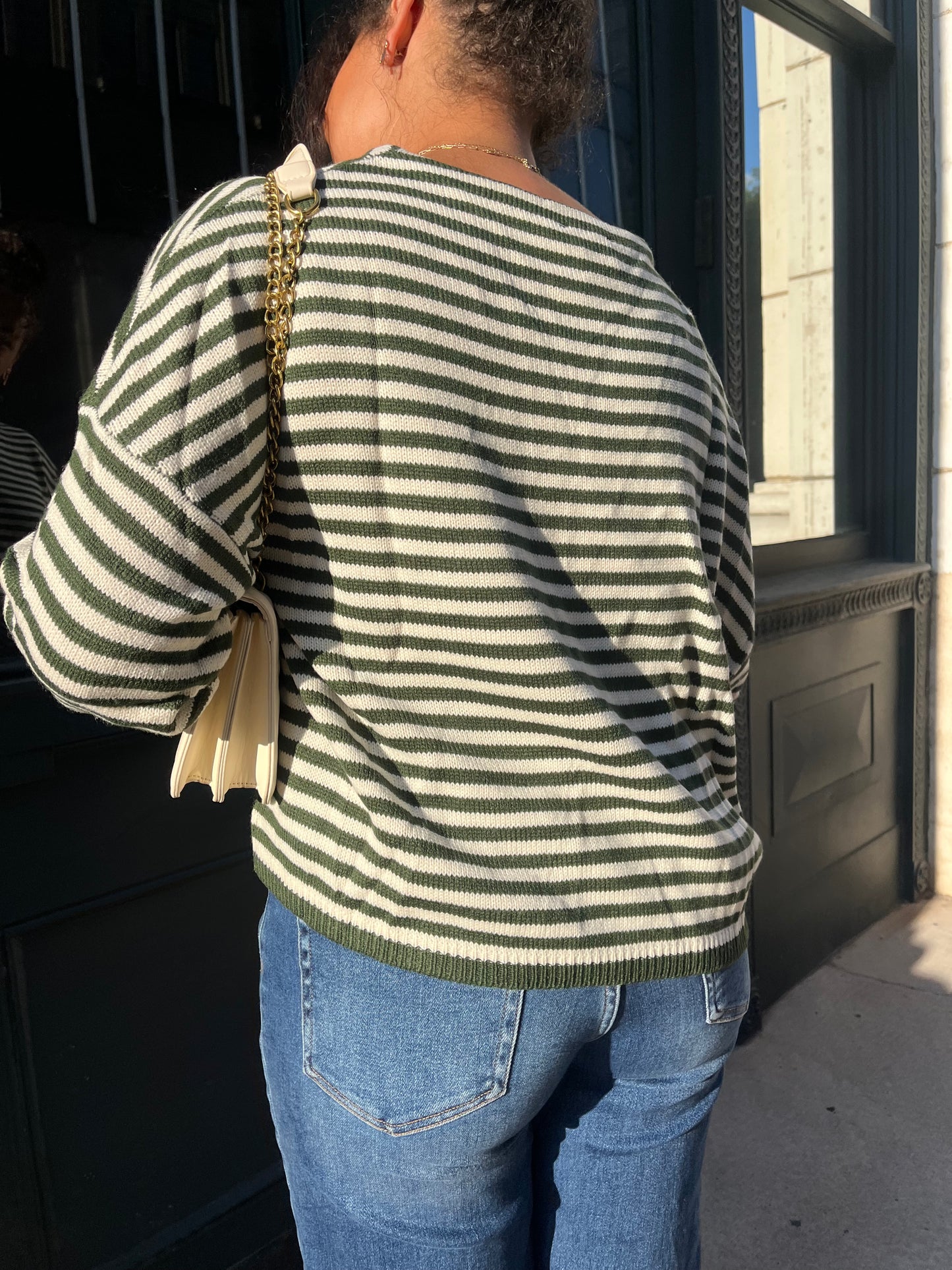 Stripe T-Body Sweater - Hunter Green