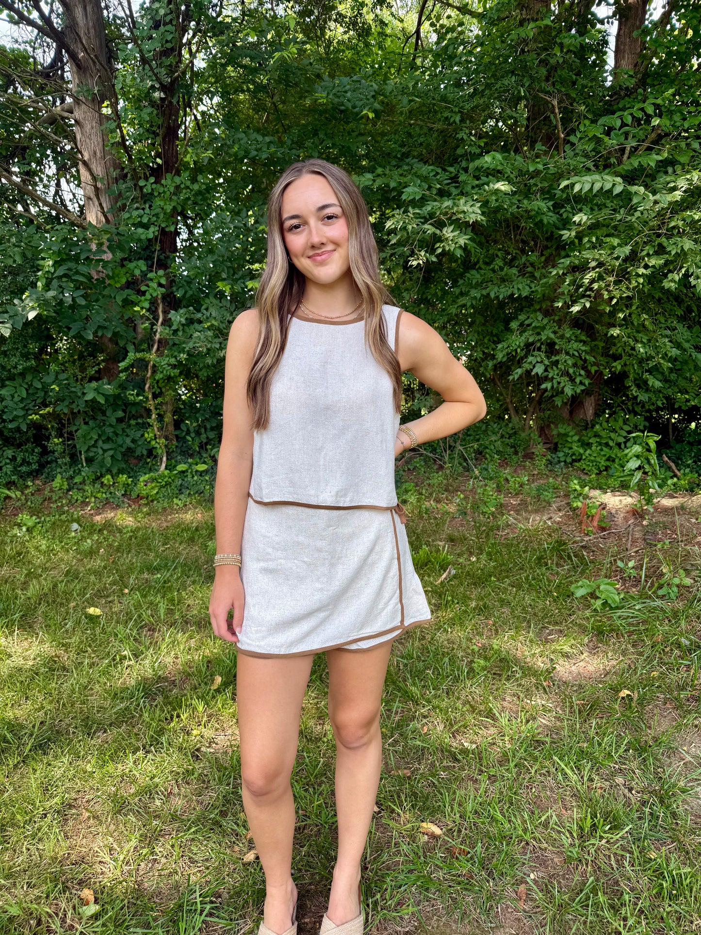 Natural Linen Skort Set