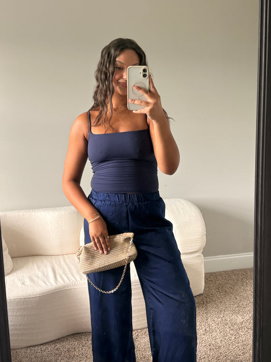 Solid Satin Wide Leg Pants