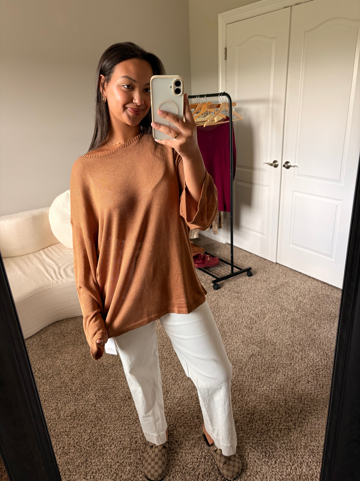 lightweight boat neck sweater (brown)