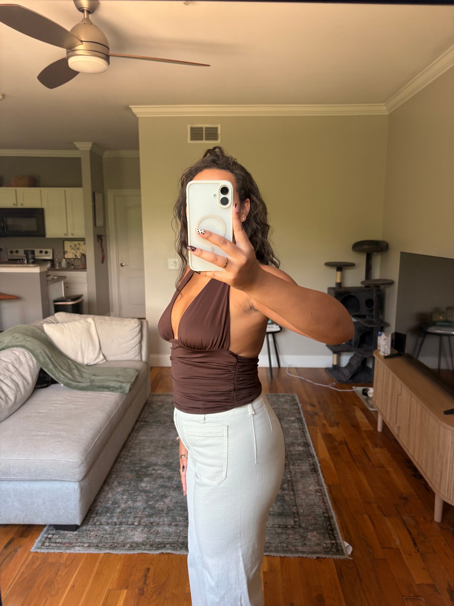 mia halter top — brown