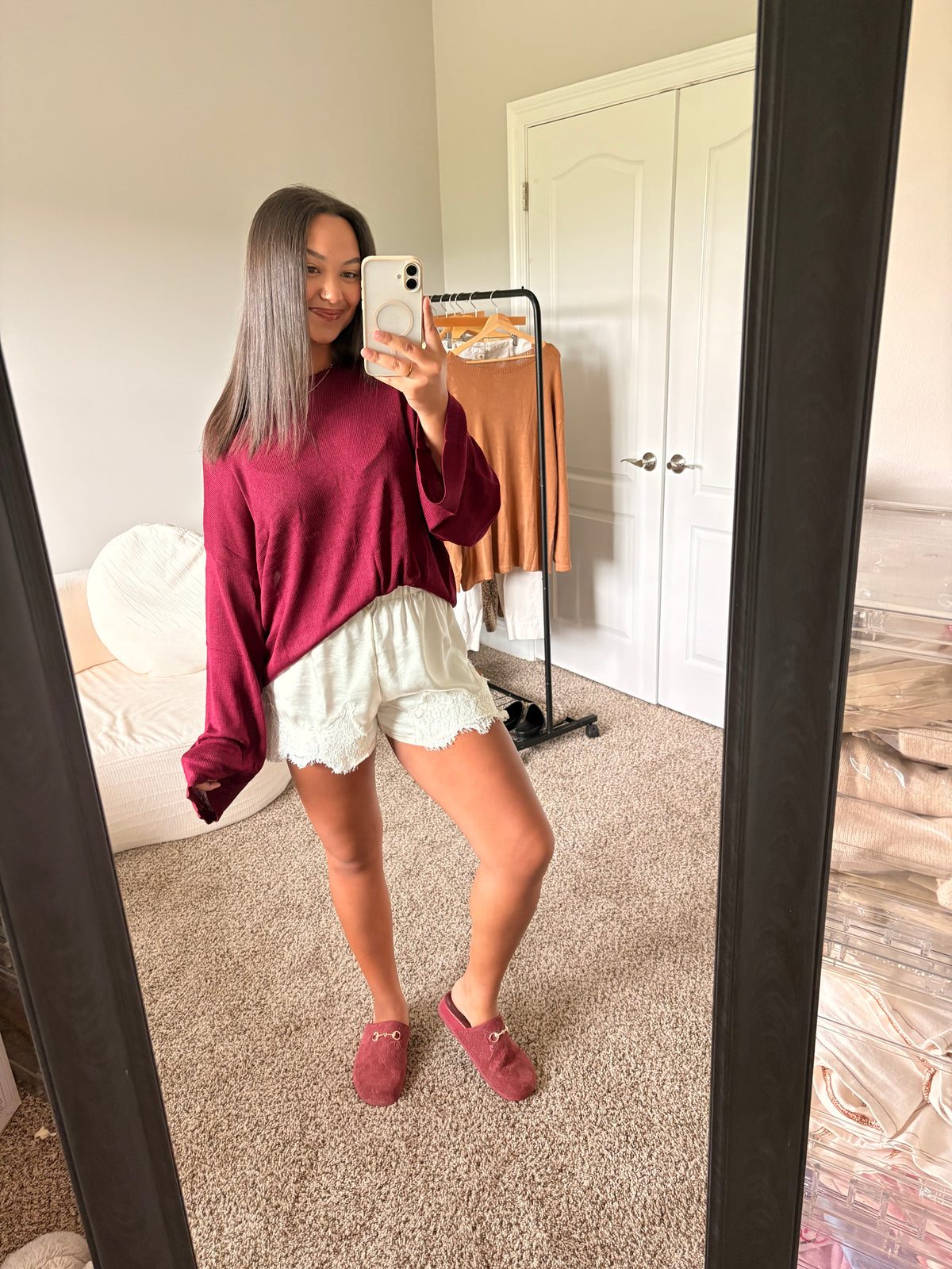 lightweight boat neck sweater (burgundy)