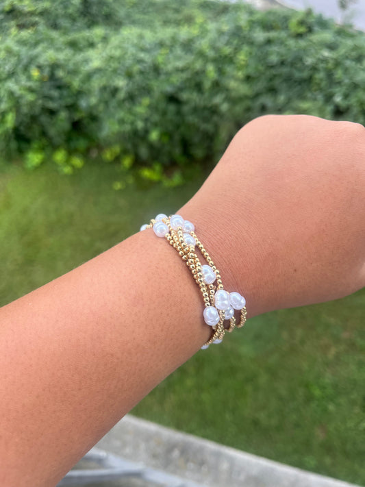 Pearl Stacking Bracelets - Gold