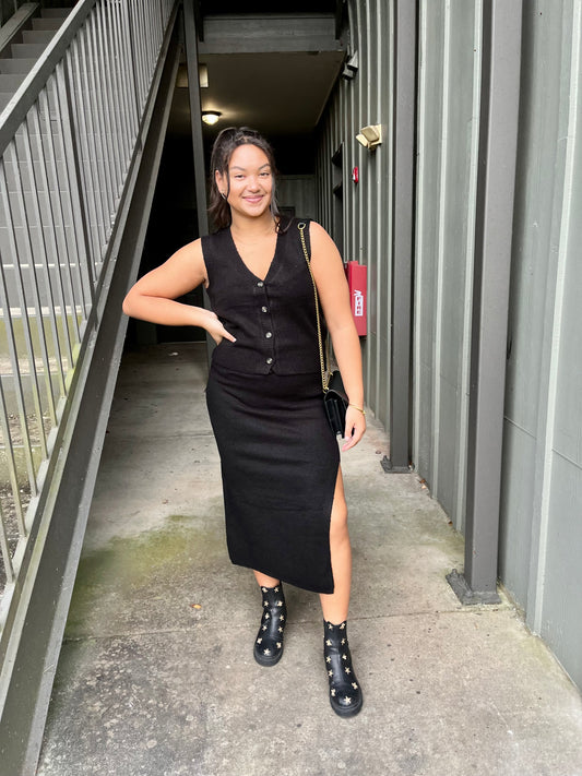 Vest + Skirt Set (Black)