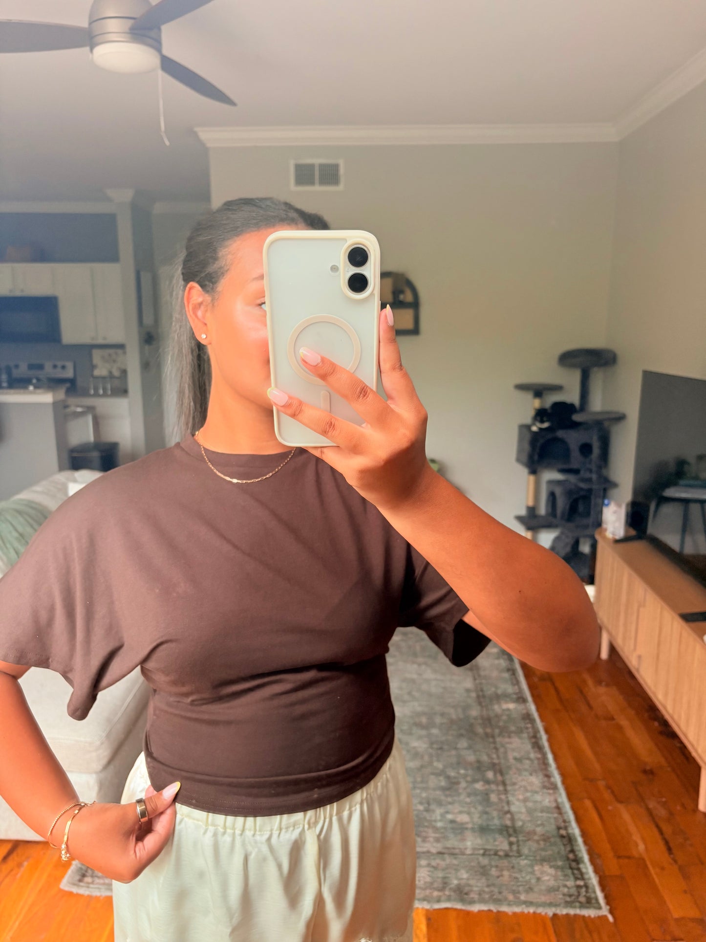 batwing basic top — brown