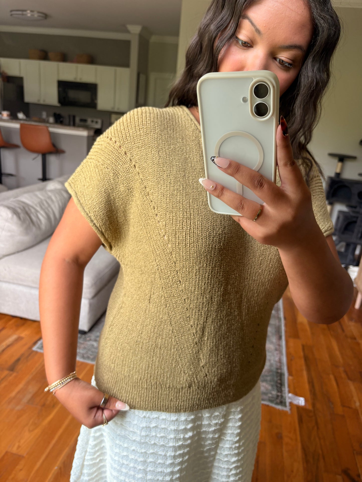 olive knit pullover