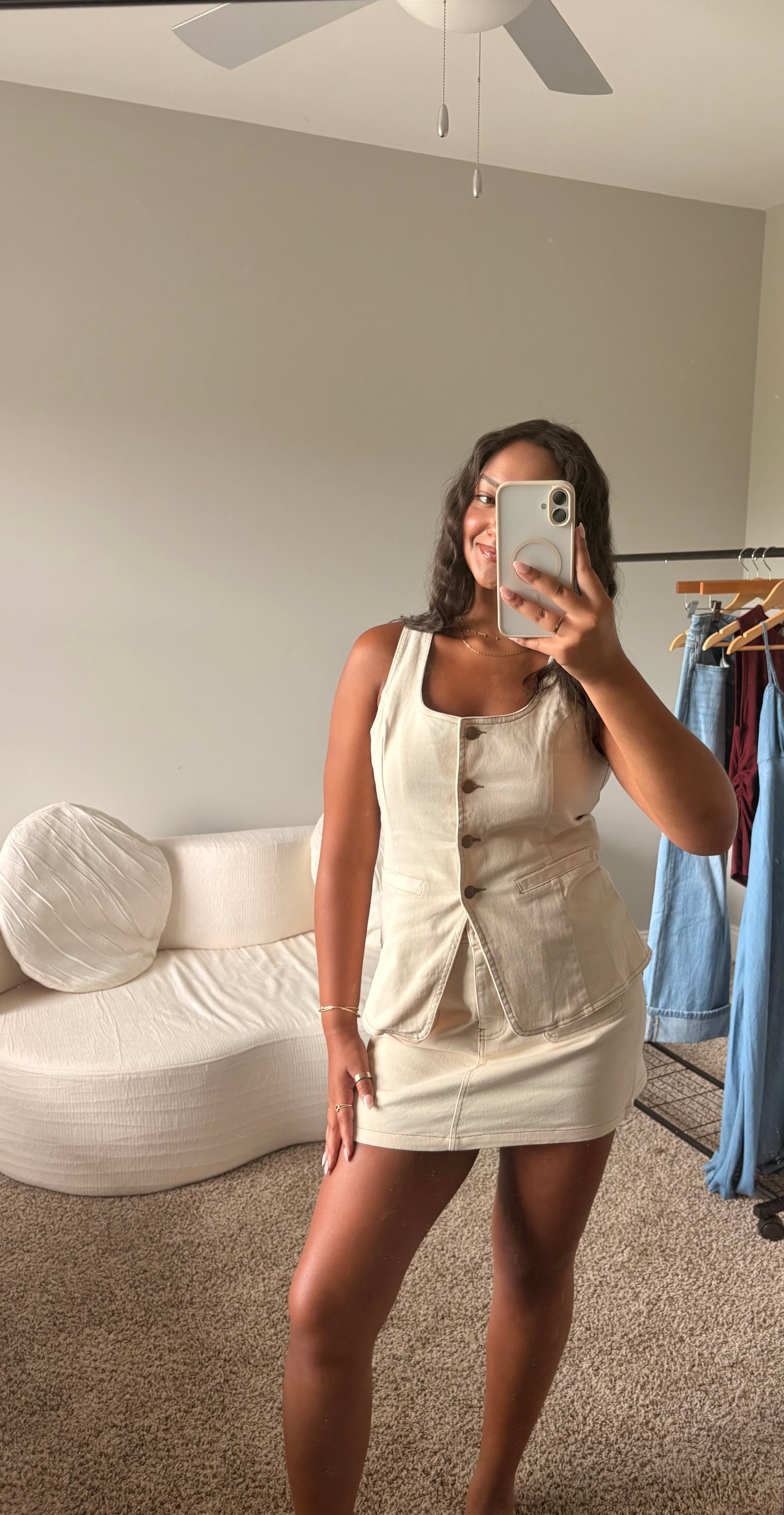 split hem denim vest