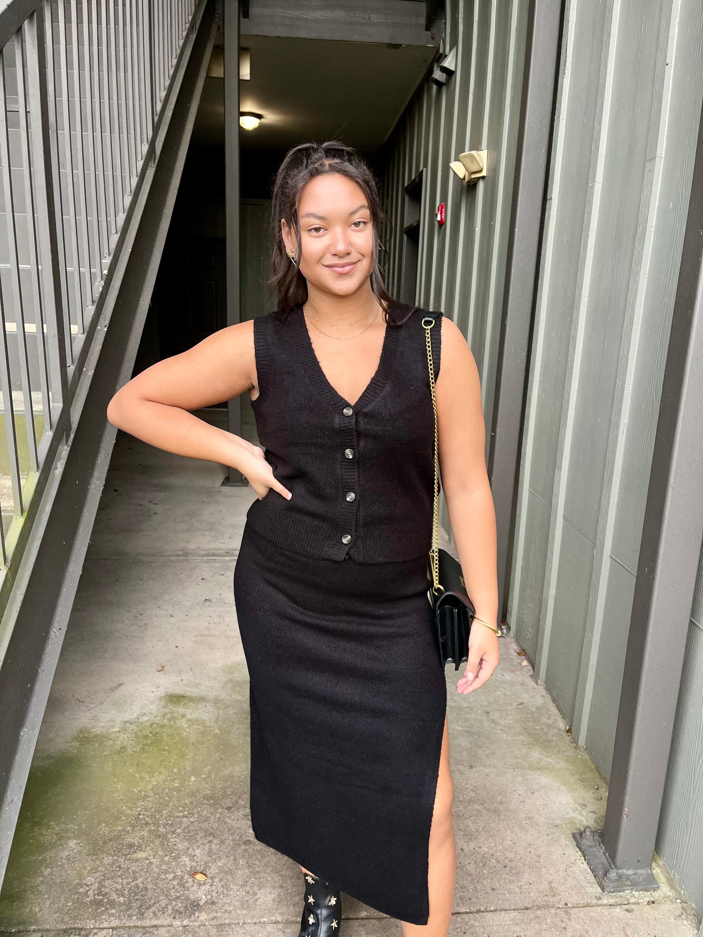 Vest + Skirt Set (Black)