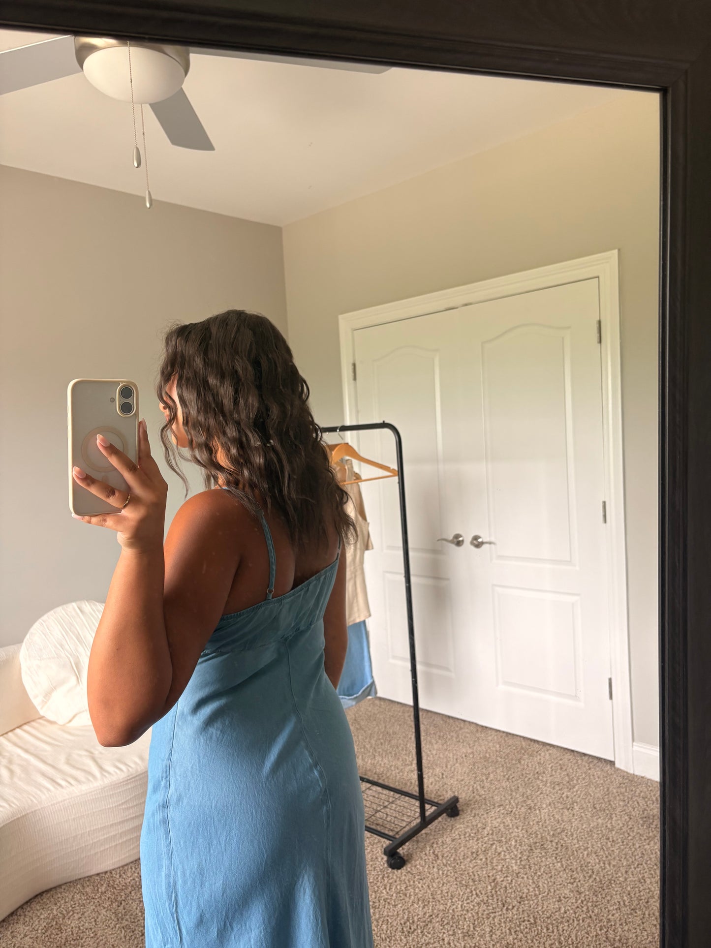 front tie denim maxi