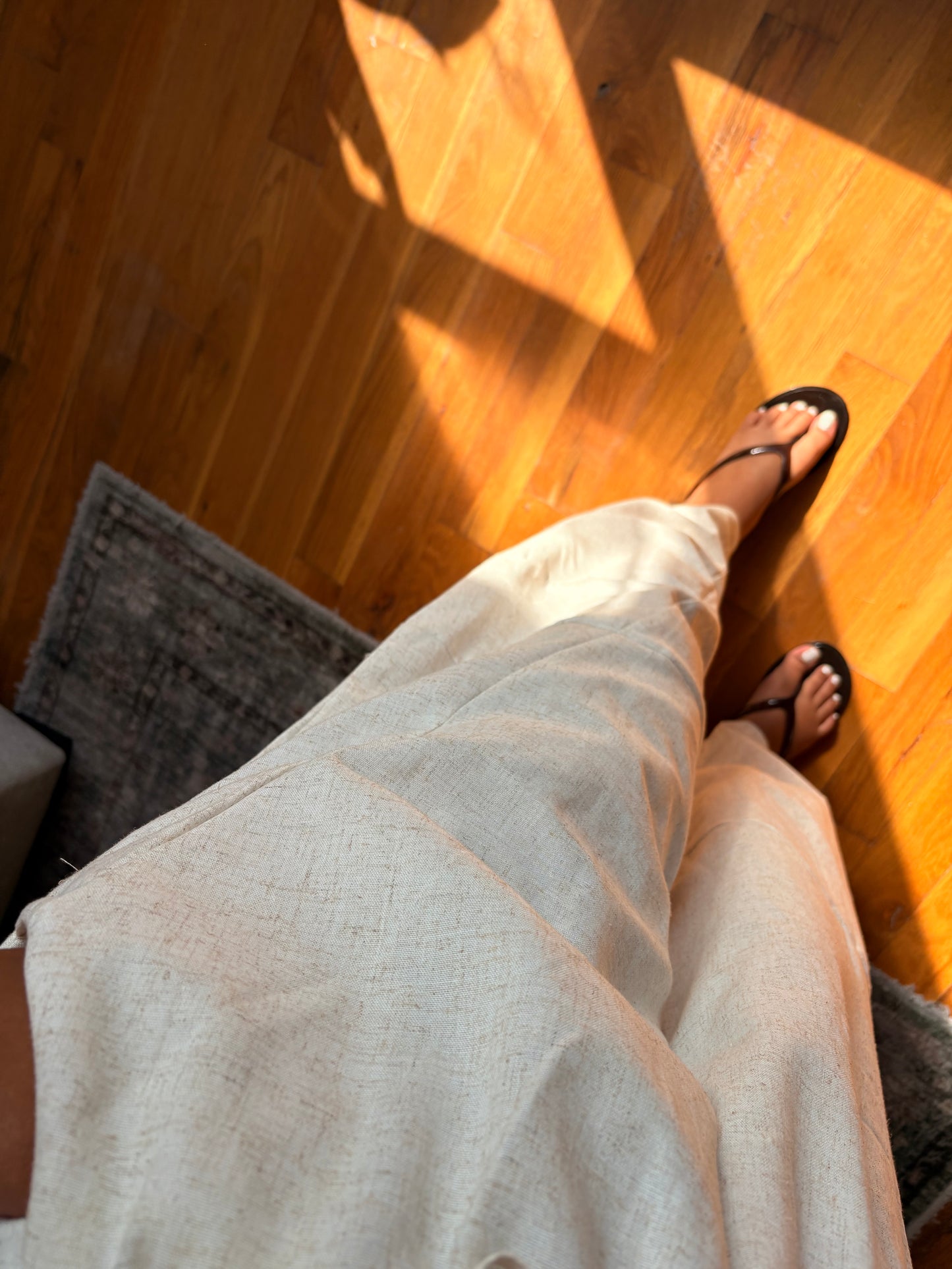 oatmeal linen barrel pants
