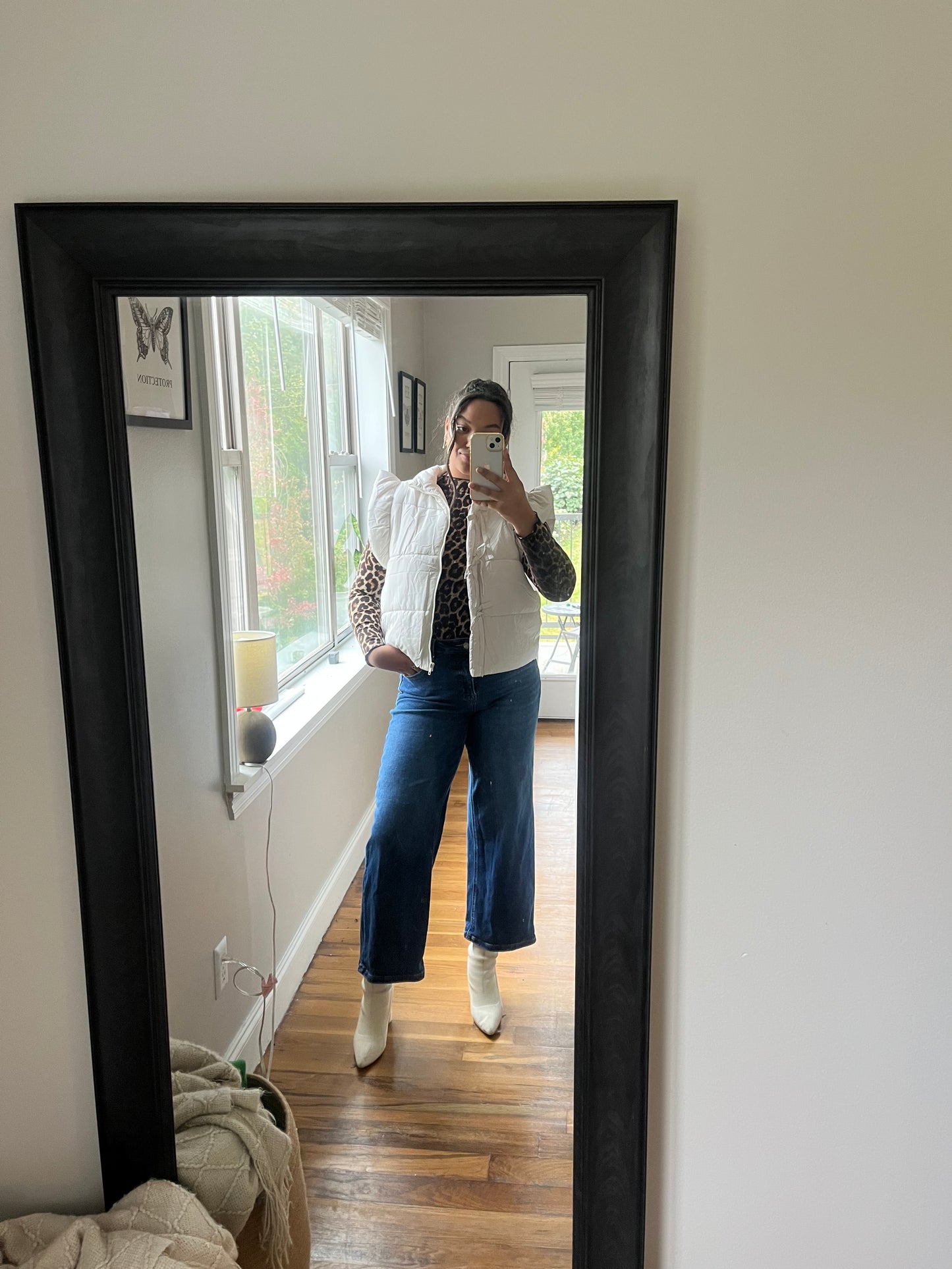 Winter White Bow Detail Puffer Vest