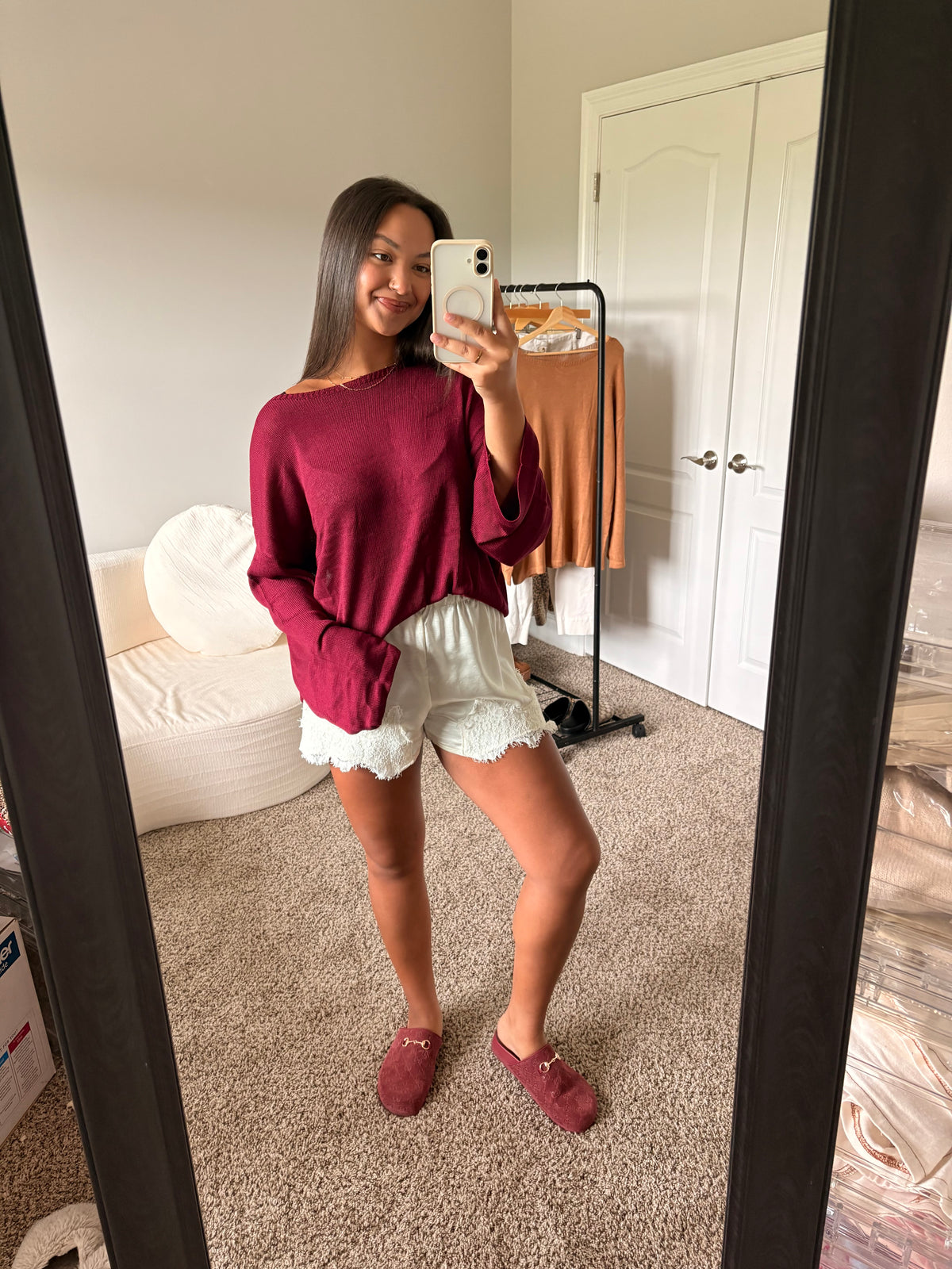 lightweight boat neck sweater (burgundy)