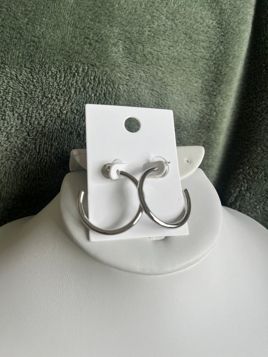 Thin Open Hoops - Silver