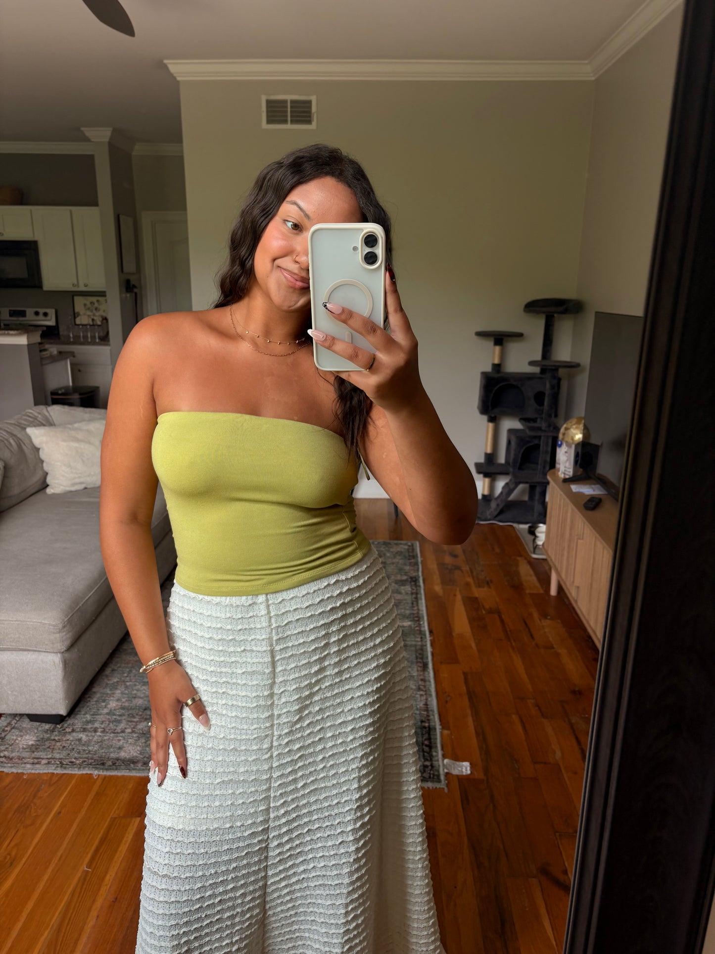 apple green tube top