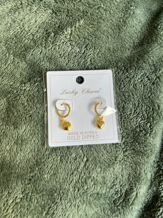 Heart Dangle Huggie Hoops