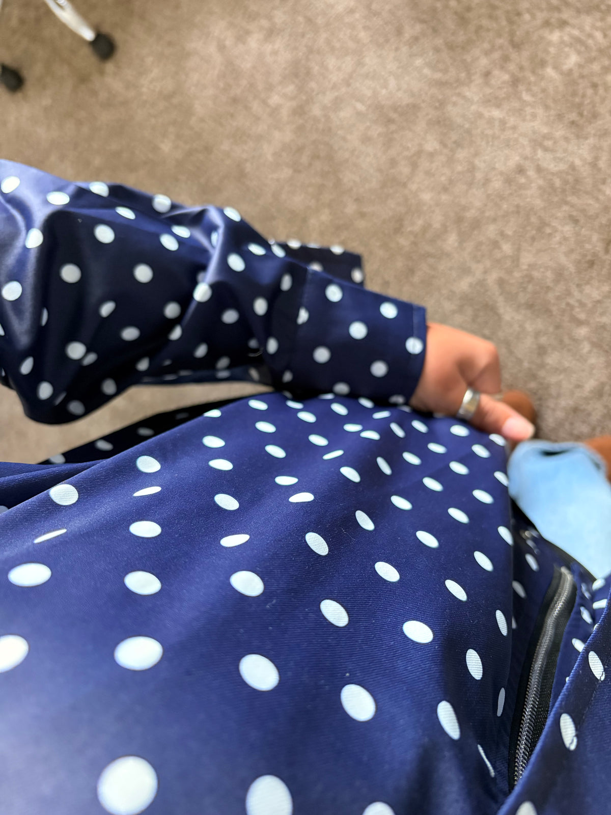 polka dot zip up jacket (navy)