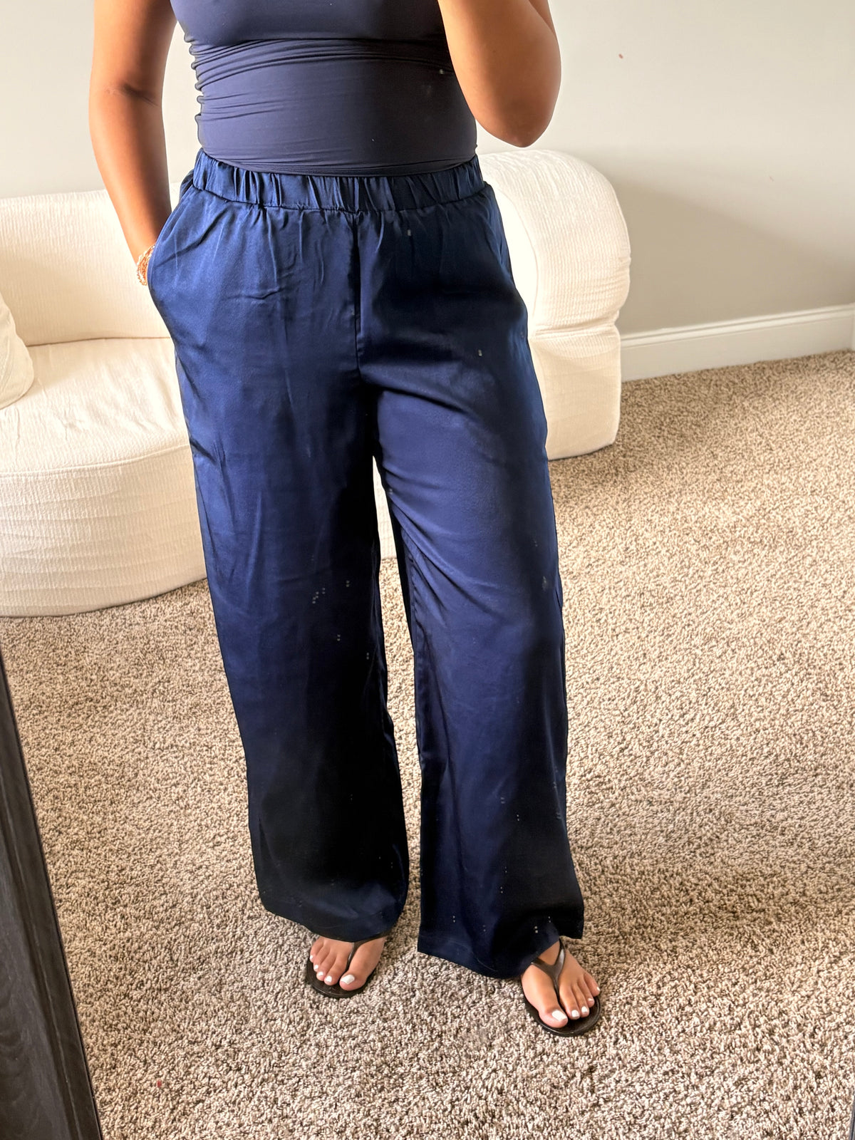 Solid Satin Wide Leg Pants