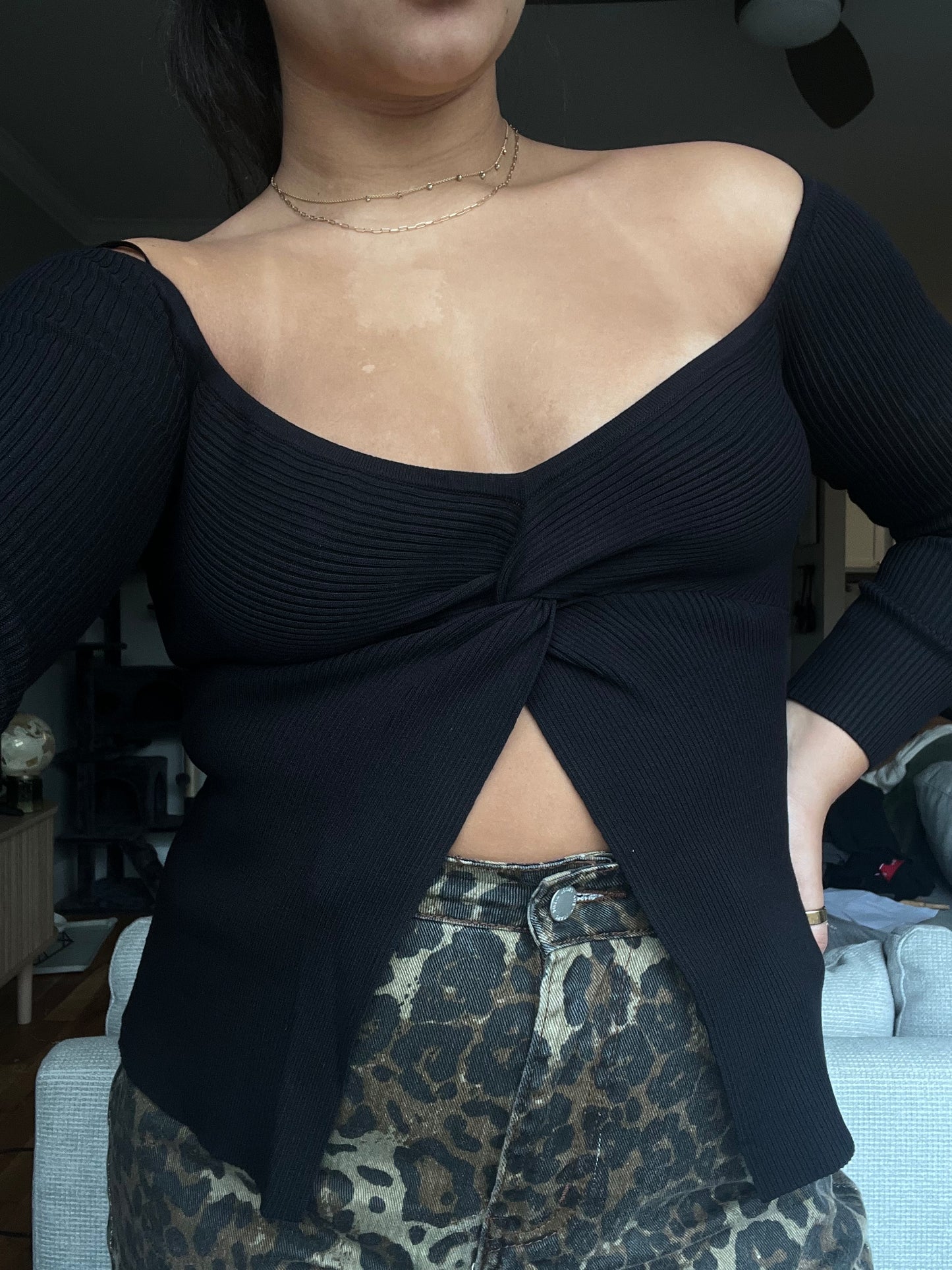 Off Shoulder Black Sweater