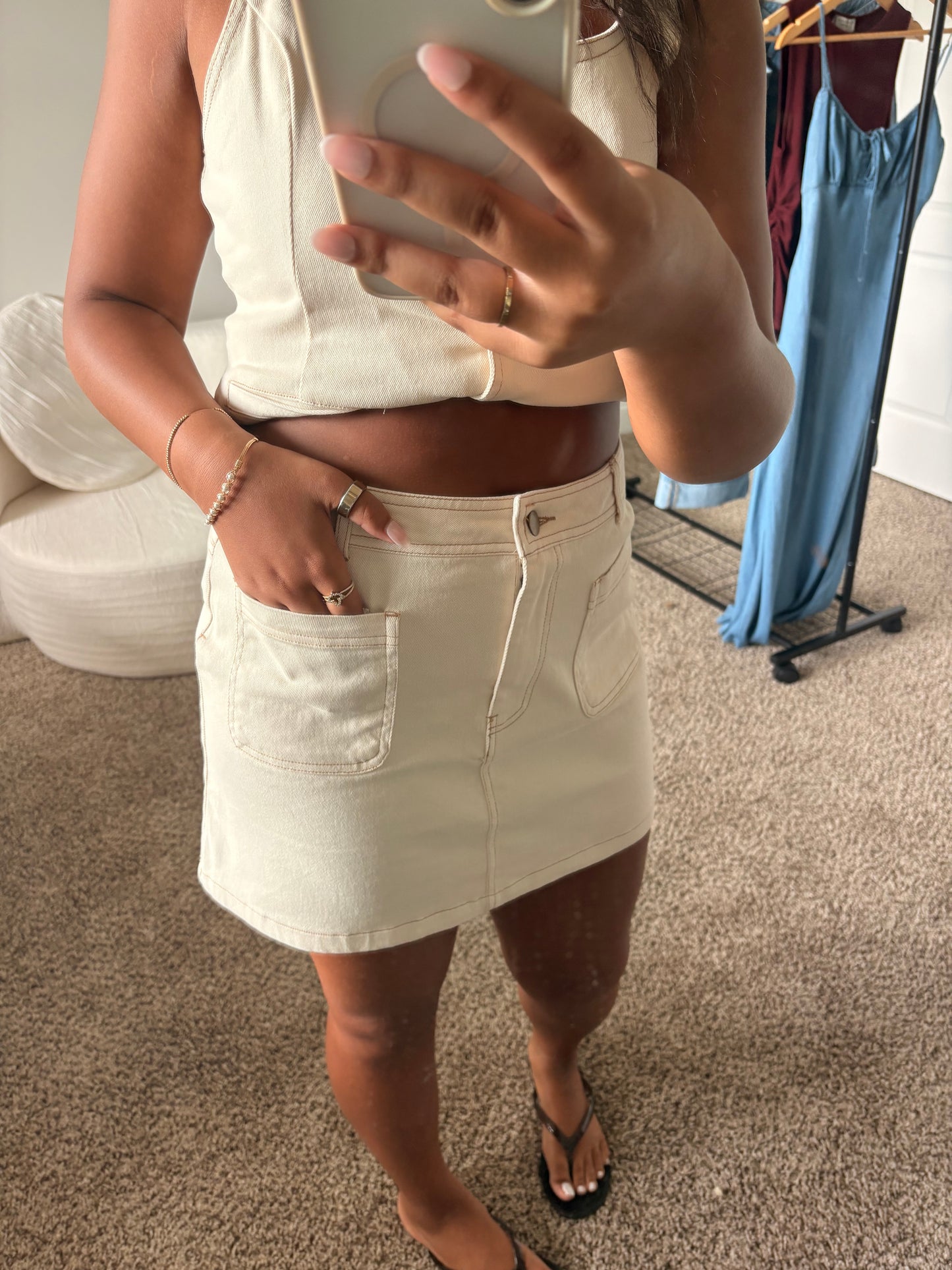 khaki mini skirt