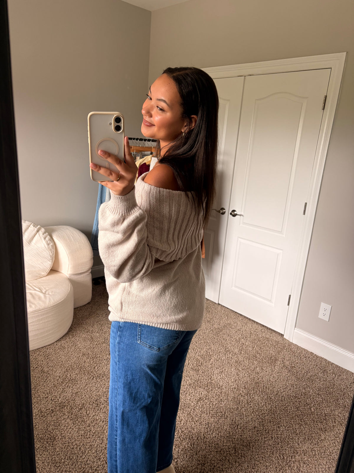 off the shoulder knit sweater