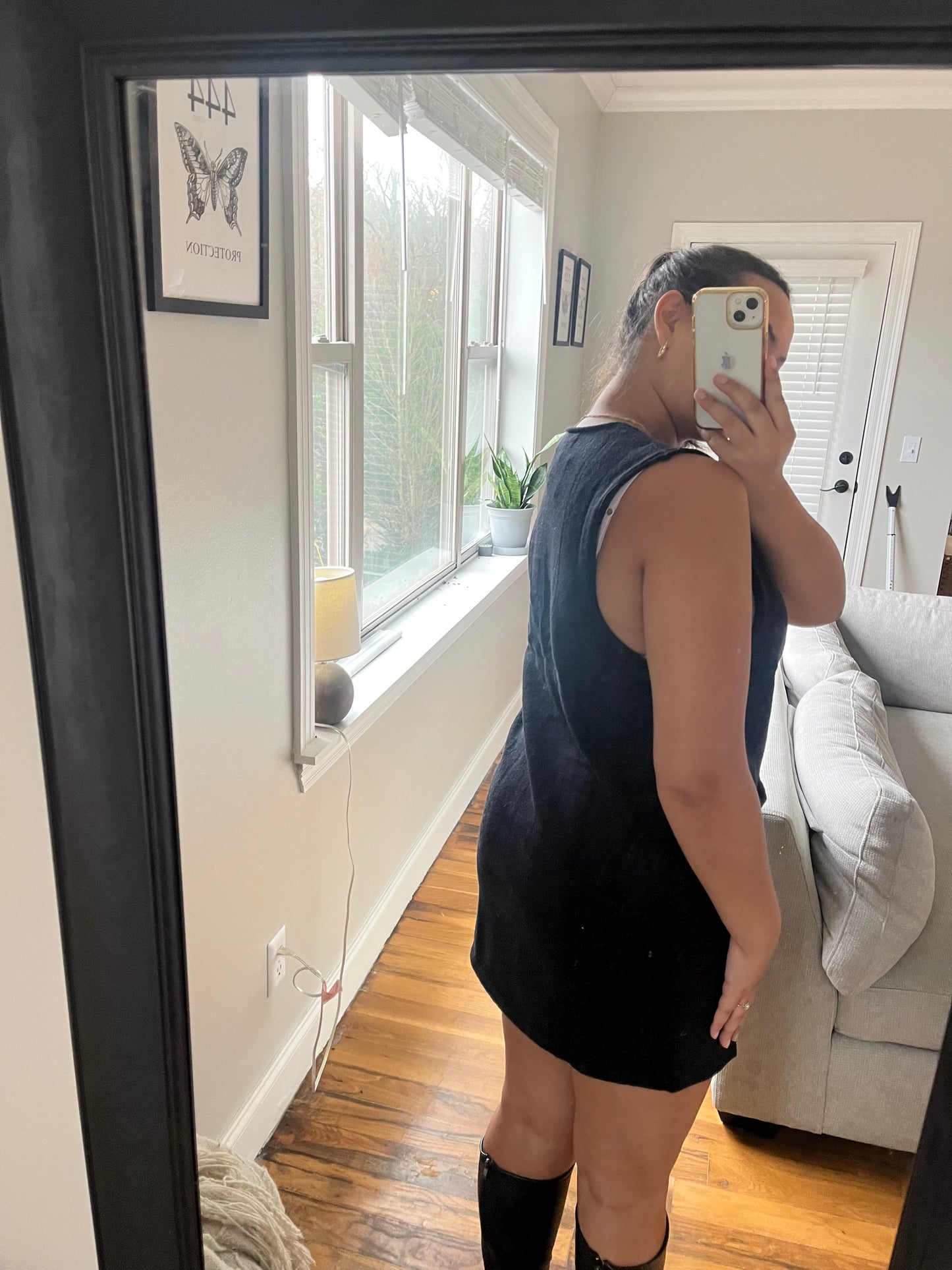 V-Neck Sweater Dress (Black)