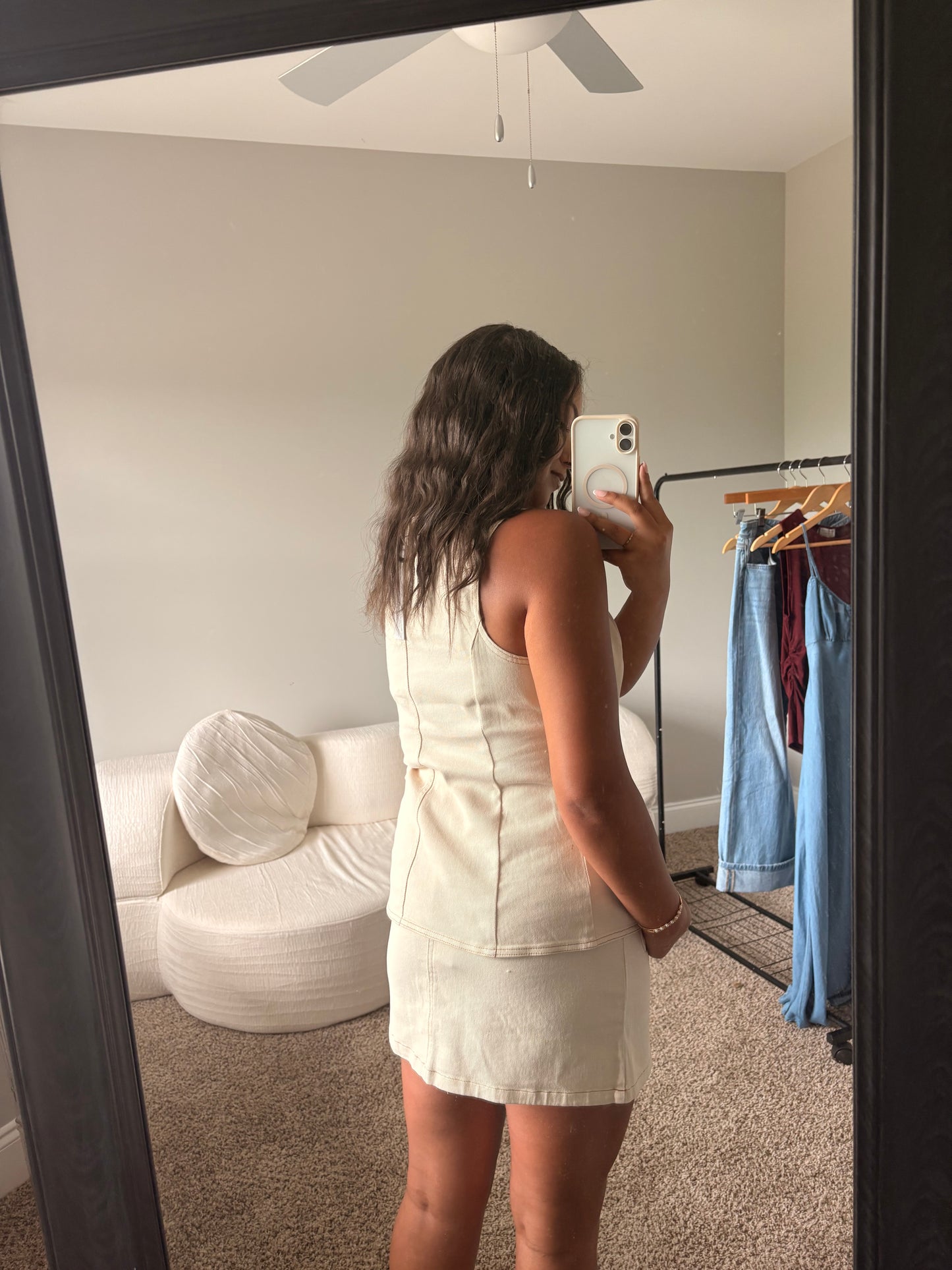 split hem denim vest