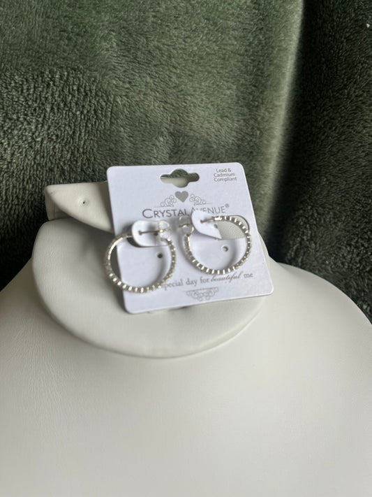 Crystal Memory Wire Hoops - Silver 20 MM