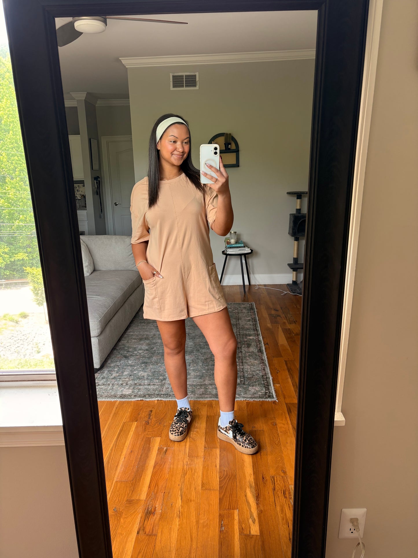 everyday romper — taupe