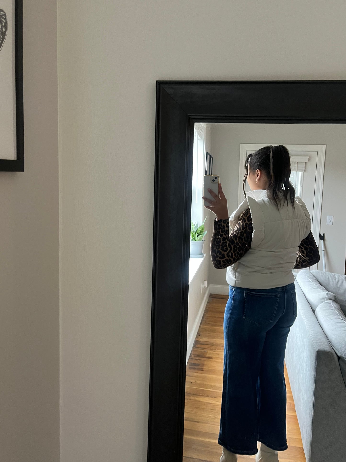 Winter White Bow Detail Puffer Vest