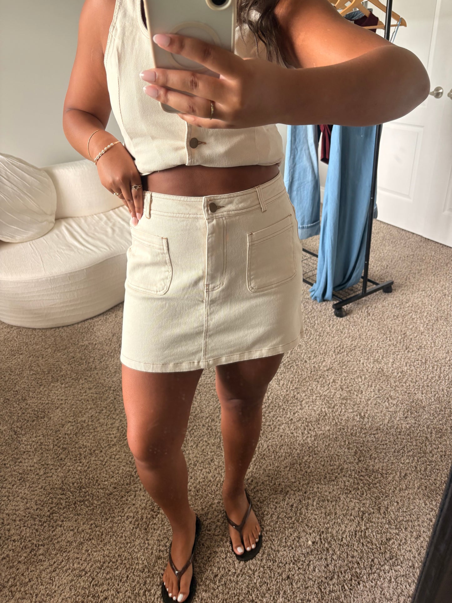 khaki mini skirt
