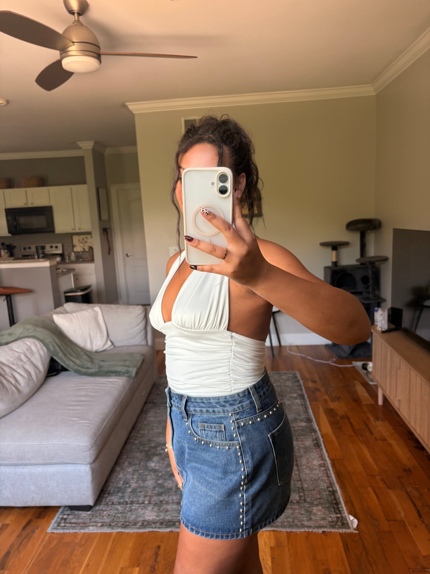 mia halter top — white