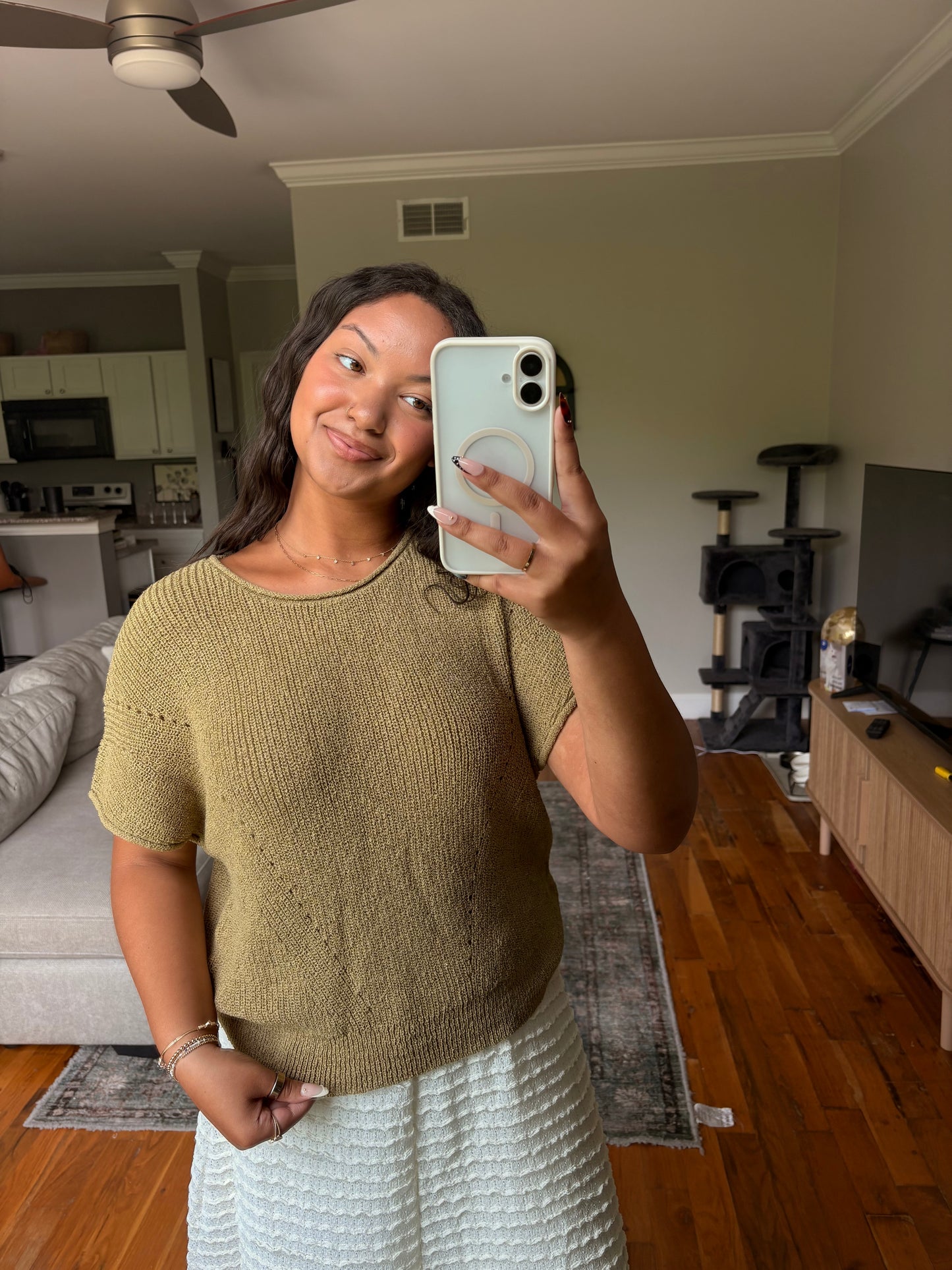 olive knit pullover