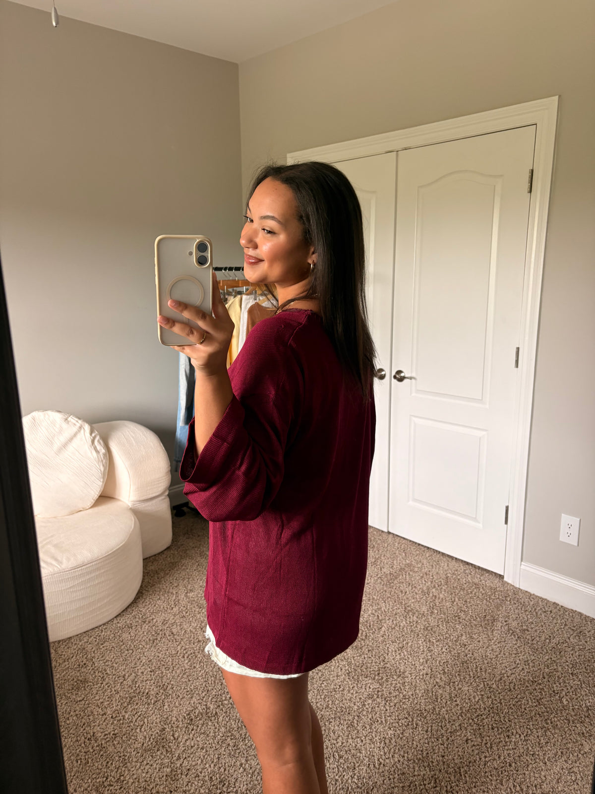 lightweight boat neck sweater (burgundy)