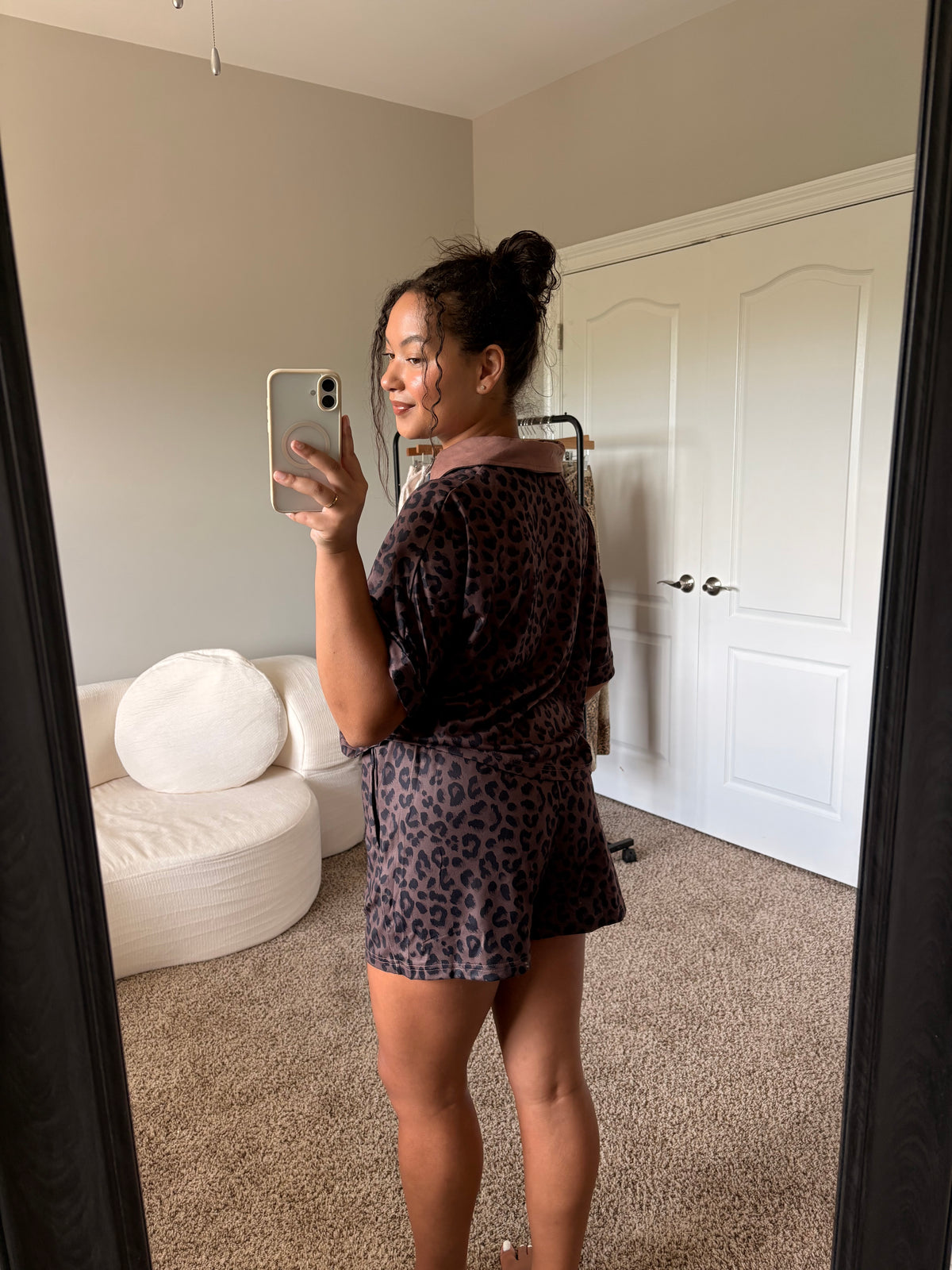 leopard print shorts set