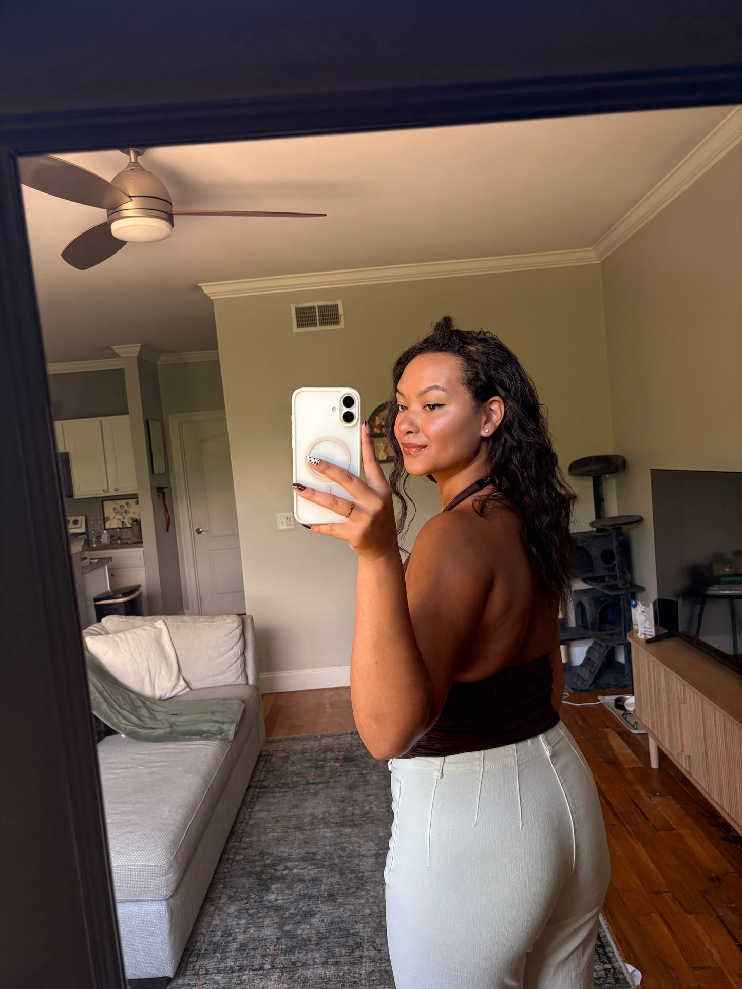 mia halter top — brown