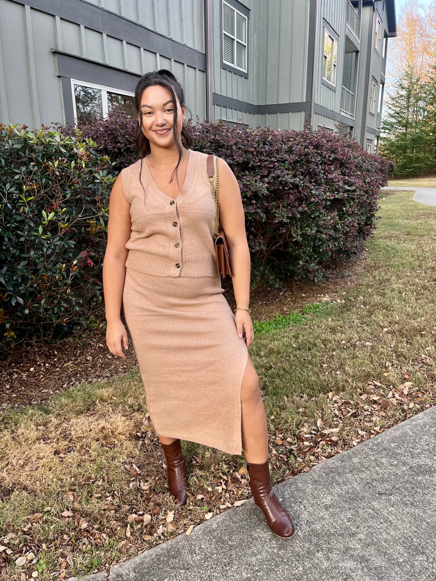 Vest + Skirt Set (Dark Taupe)