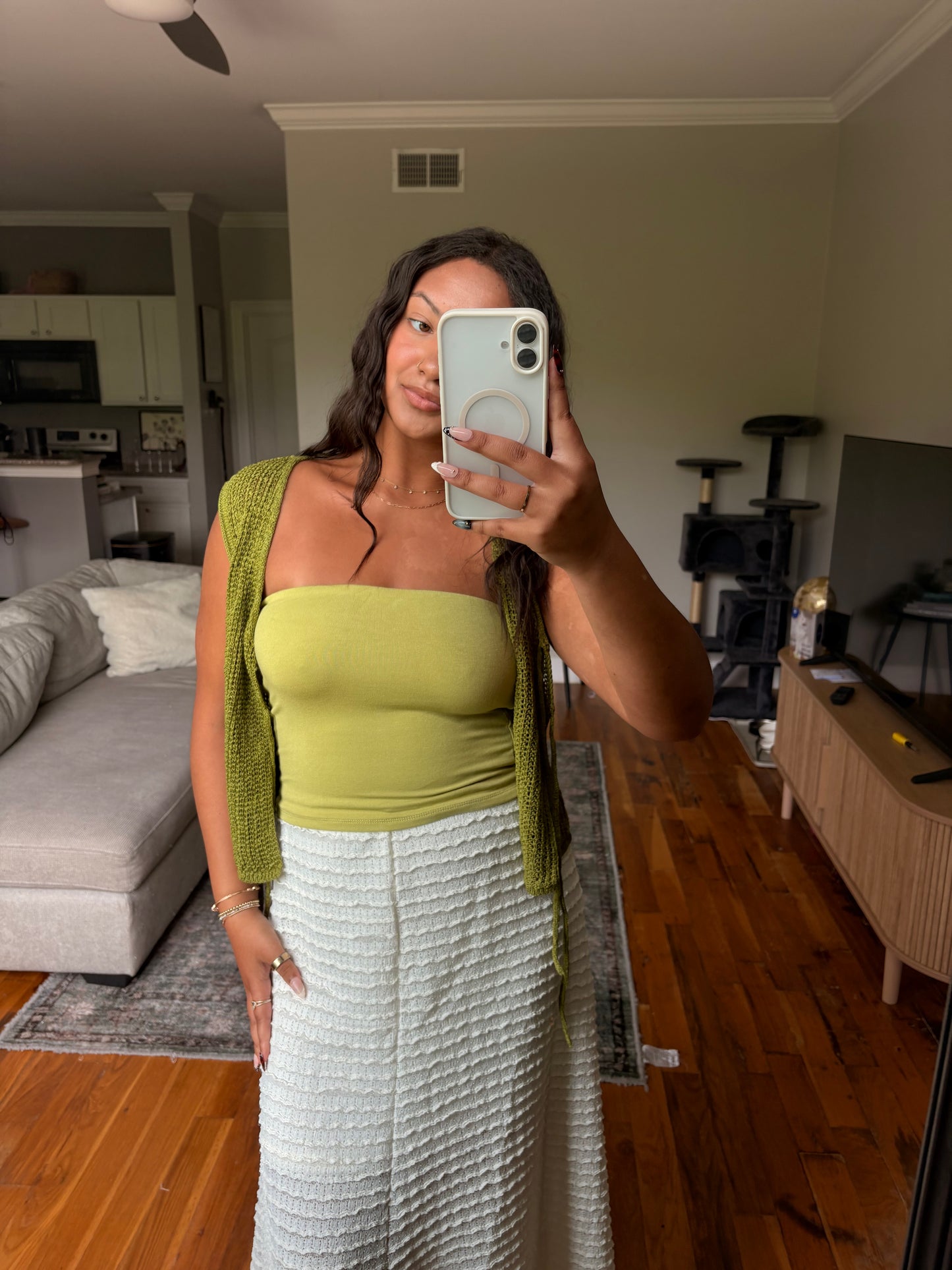 front tie sleeveless knit vest