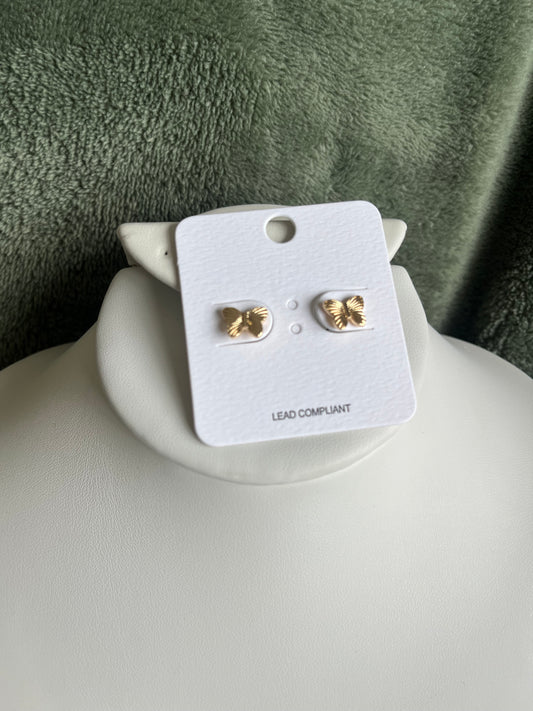 Textured Butterfly Studs - Gold