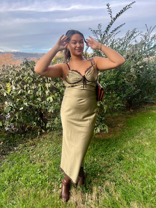 Olive Midi Skirt Set