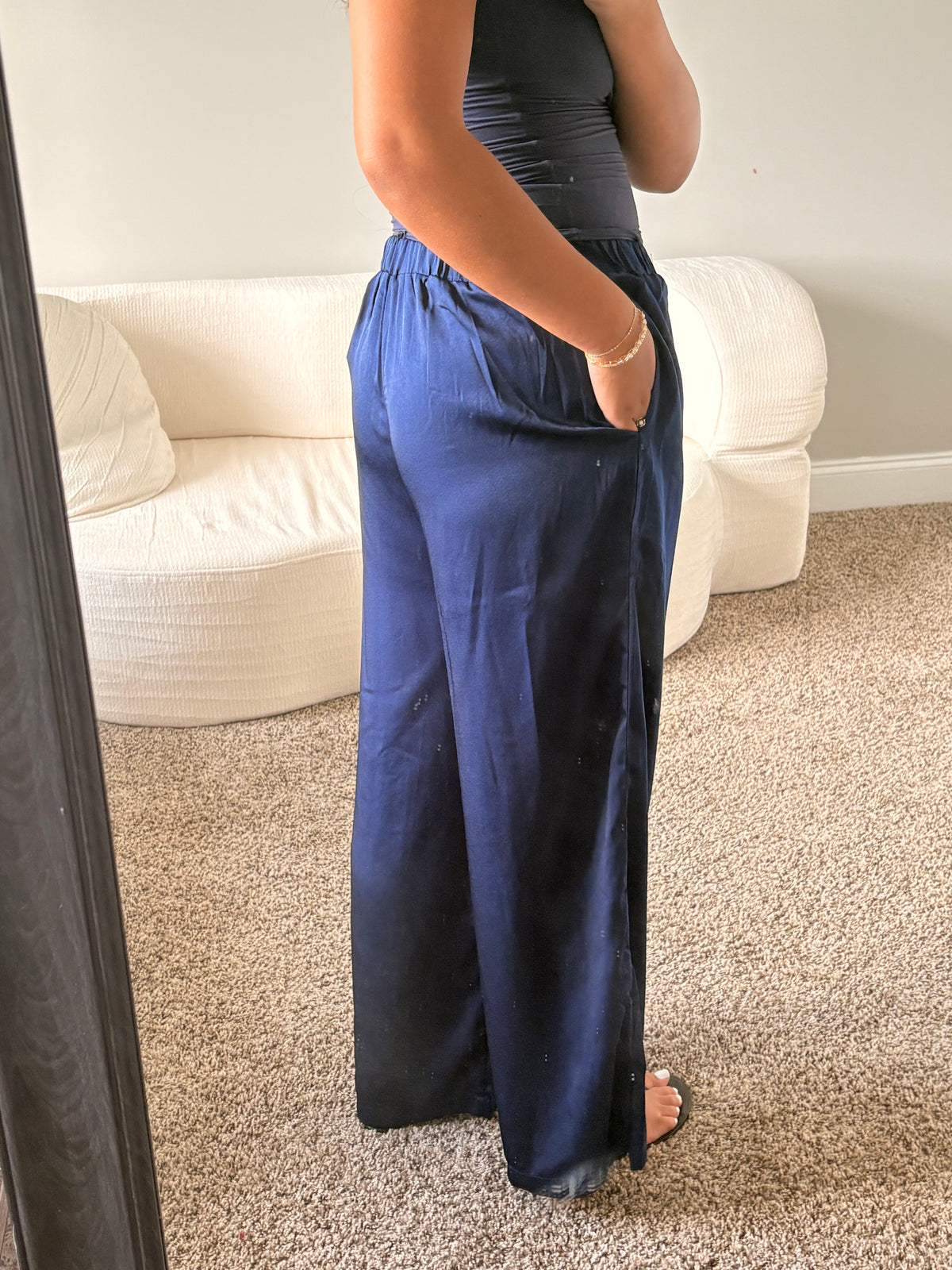 Solid Satin Wide Leg Pants