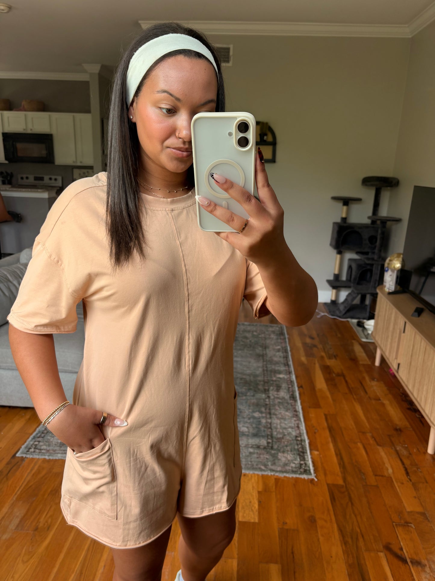 everyday romper — taupe