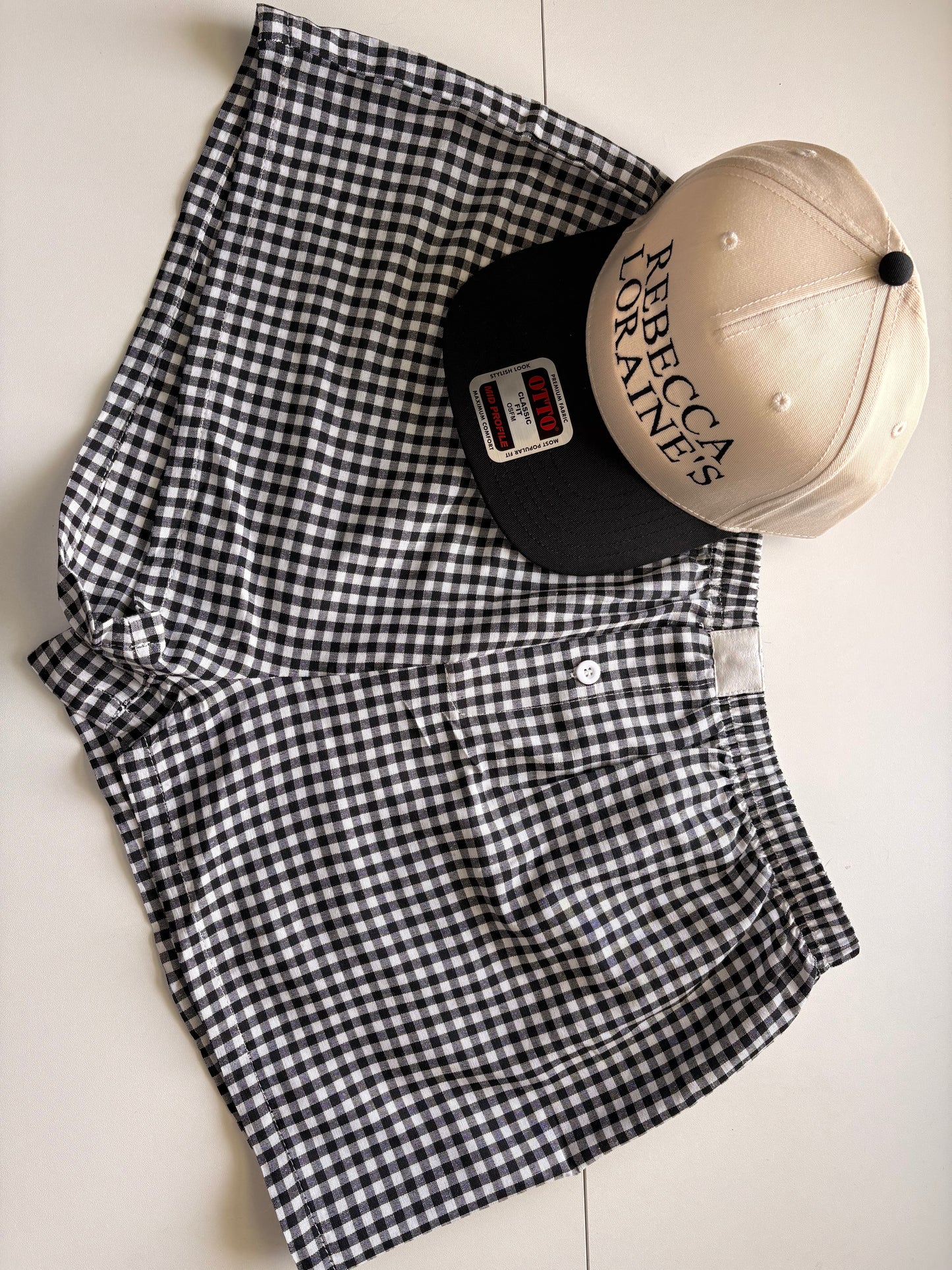 gingham boxer shorts — black